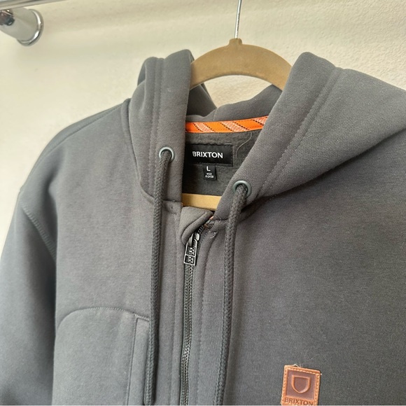 Brixton Men's Builders Charcoal Zip-Up Hoodie - Picture 4 of 8